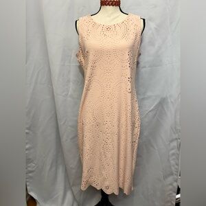 NWT Calvin Klein Laser Cut Out Sleeveless Dress Blush Pink Size 12 Round neck